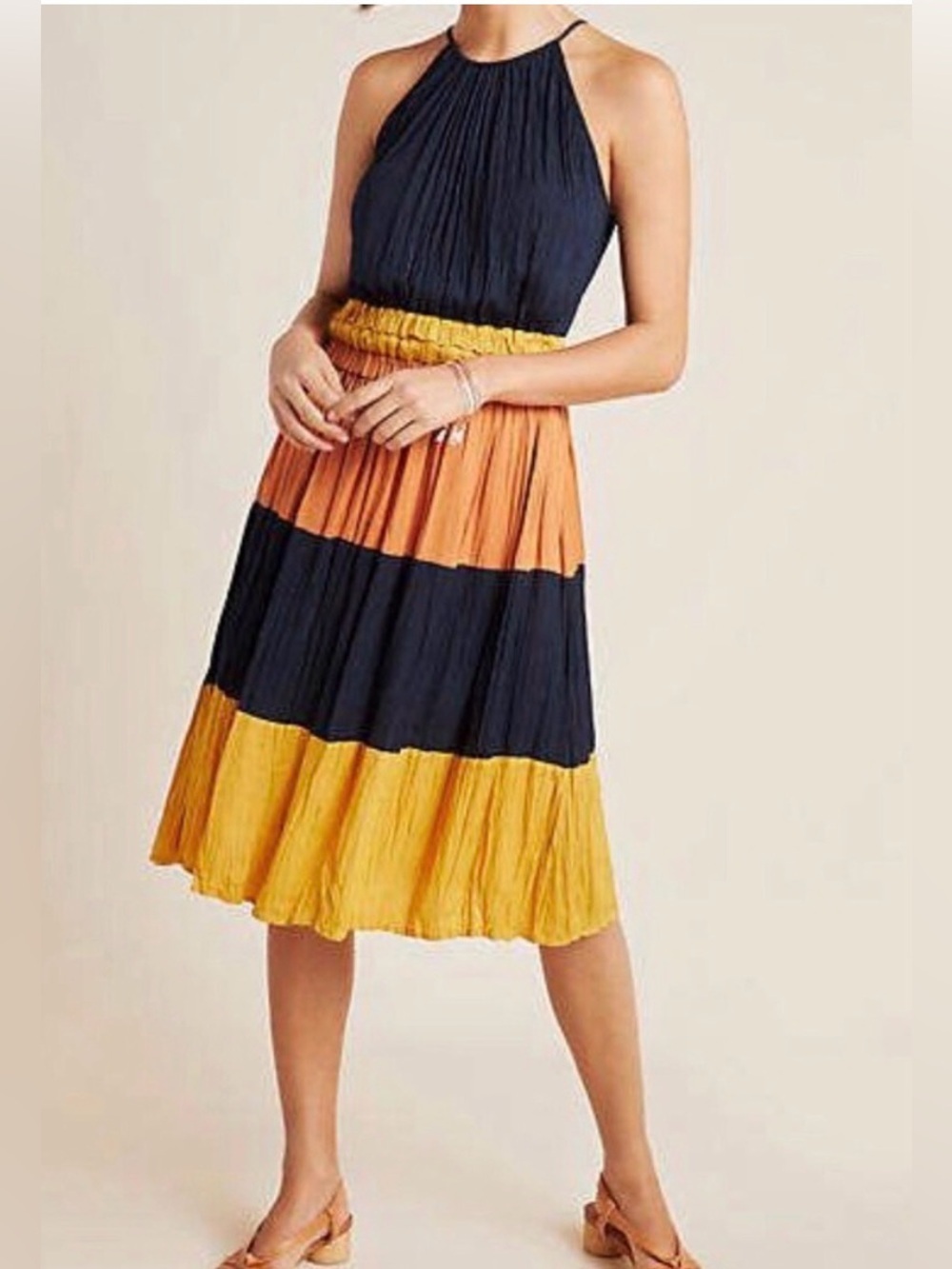 Anthropologie current air jess colorblock midi dress size small